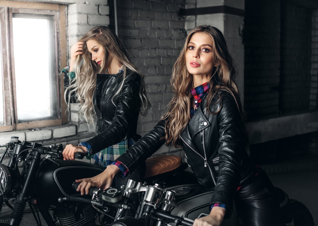 Bikers Women in Leather Jackets
